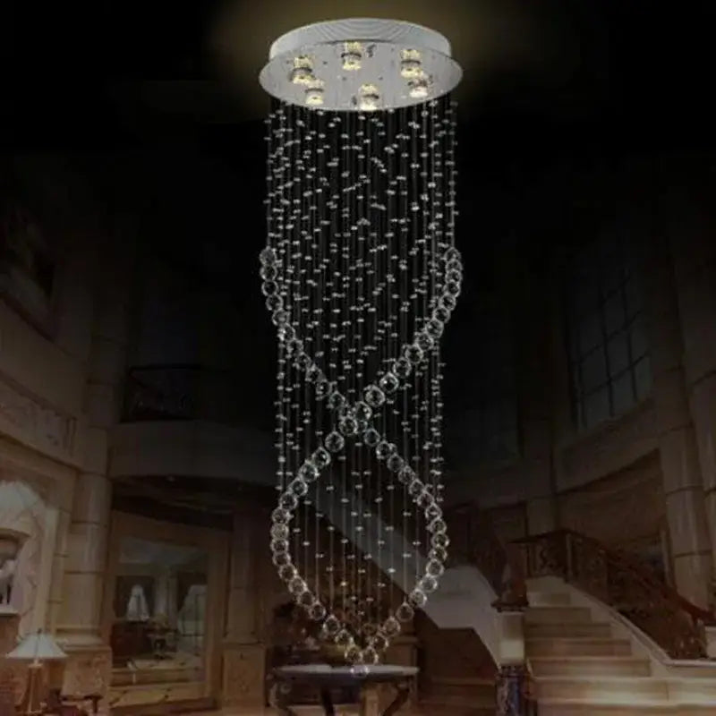 Luxurious cascading glass crystal chandelier for villa hall stairs