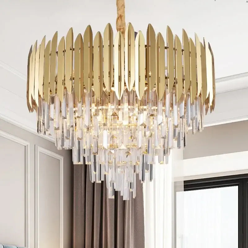Modern gold tiered decorbites crystal chandelier living room pendant light