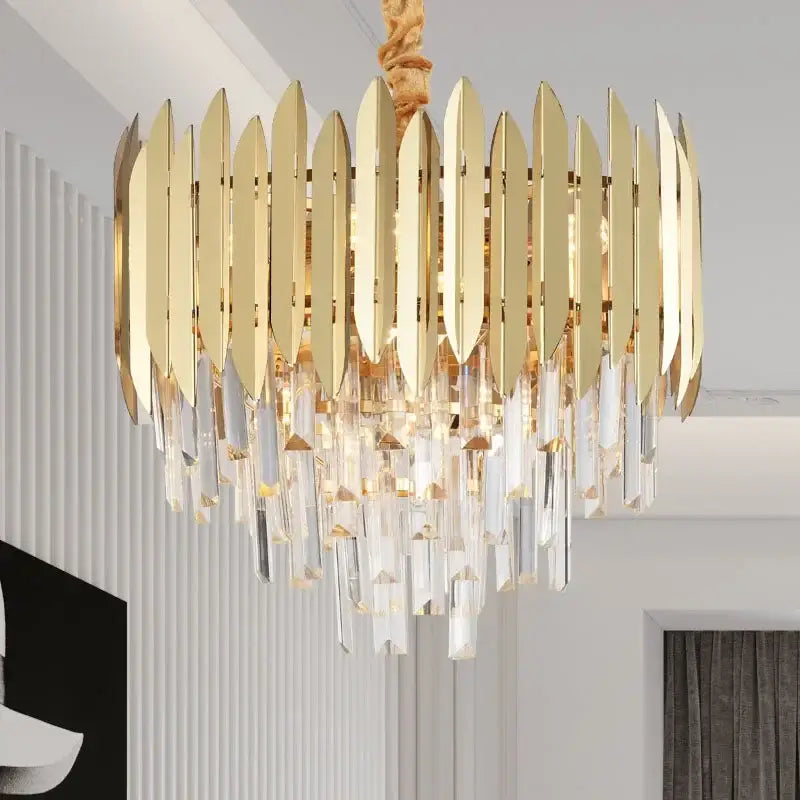 Modern gold tiered decorbites crystal chandelier living room pendant light