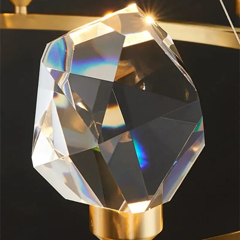 Modern gold geometric crystal chandelier led – dining room pendant lights