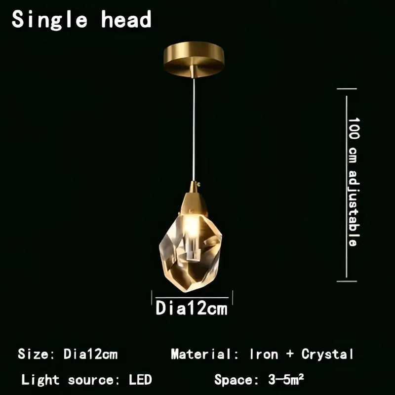 Modern gold geometric crystal chandelier led – dining room pendant lights