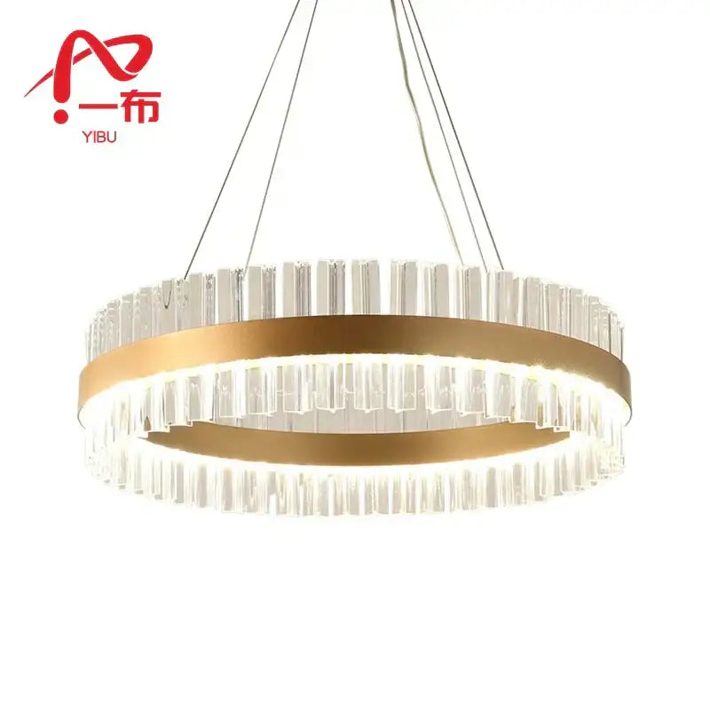 Modern gold crystal led ring chandelier for dining room