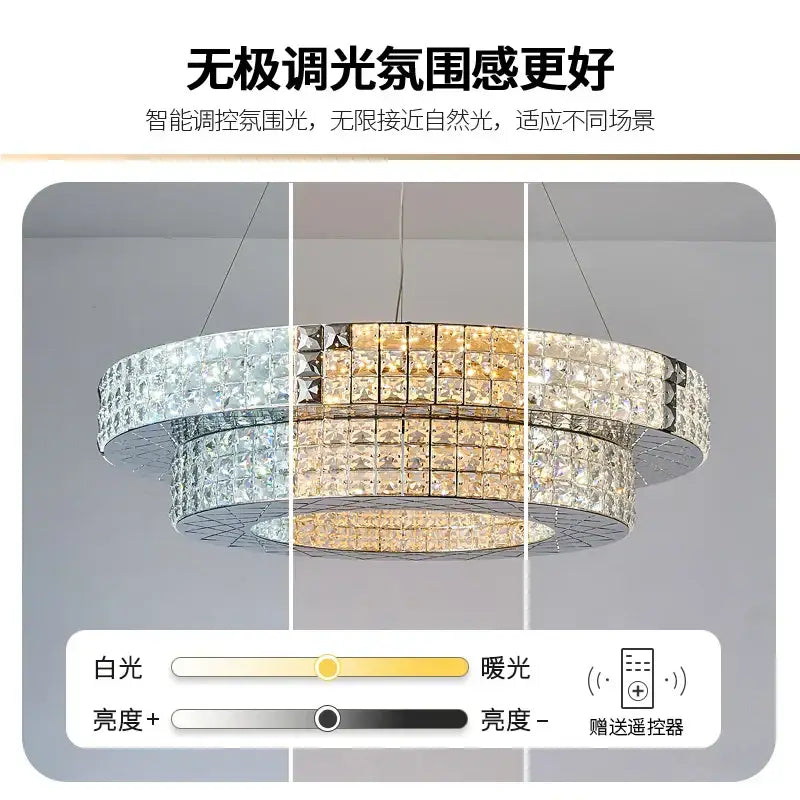 Modern gold double tier decorbites crystal chandelier living room light