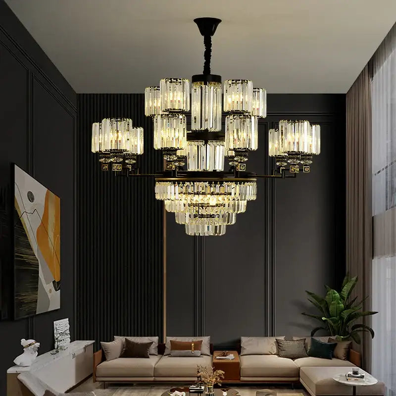 Decorbites crystal chandelier light black & gold dining room luxury