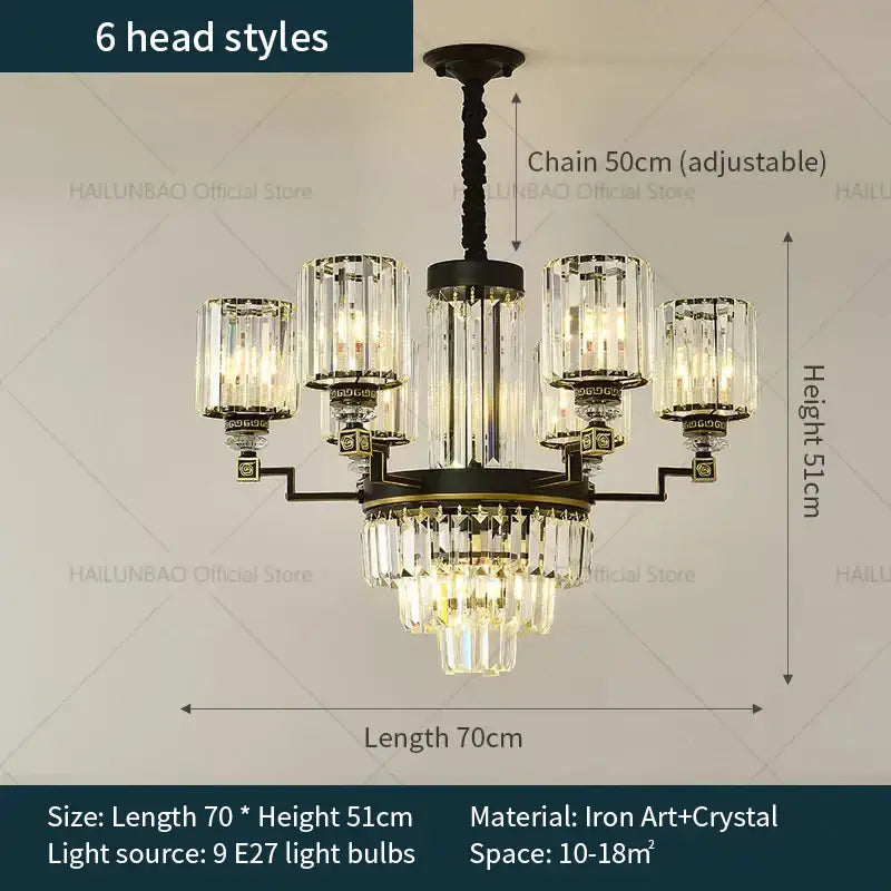 Decorbites crystal chandelier light black & gold dining room luxury