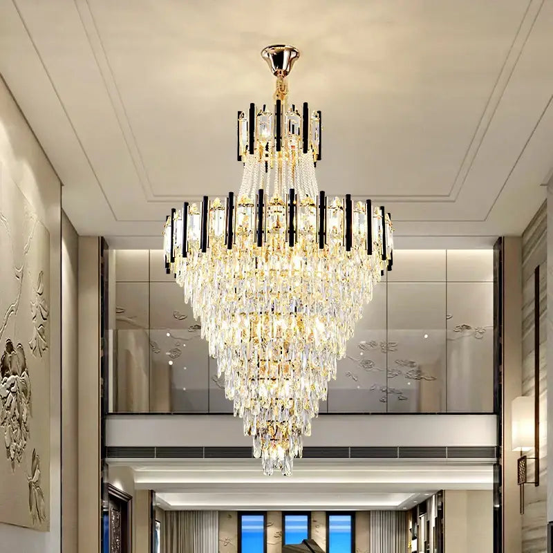 Luxury black & gold decorbites crystal chandelier light living room