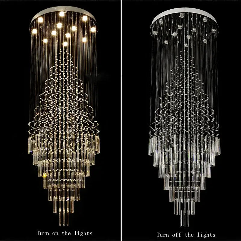 Modern decorbites crystal chandelier staircase cascading glass light