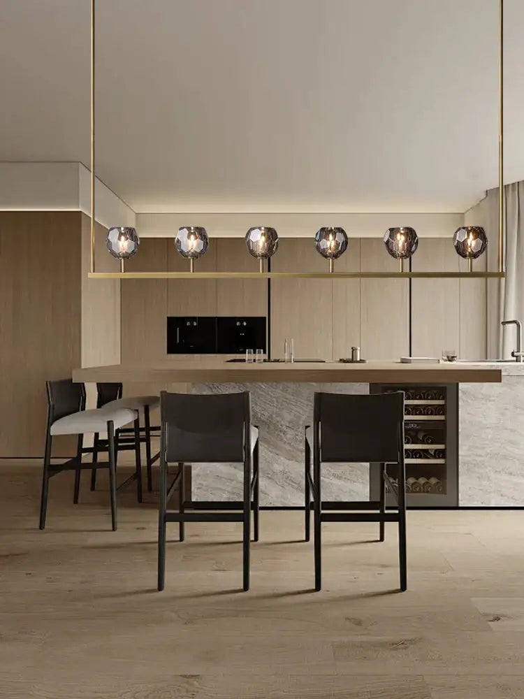 Modern gold linear crystal chandelier lights kitchen pendant