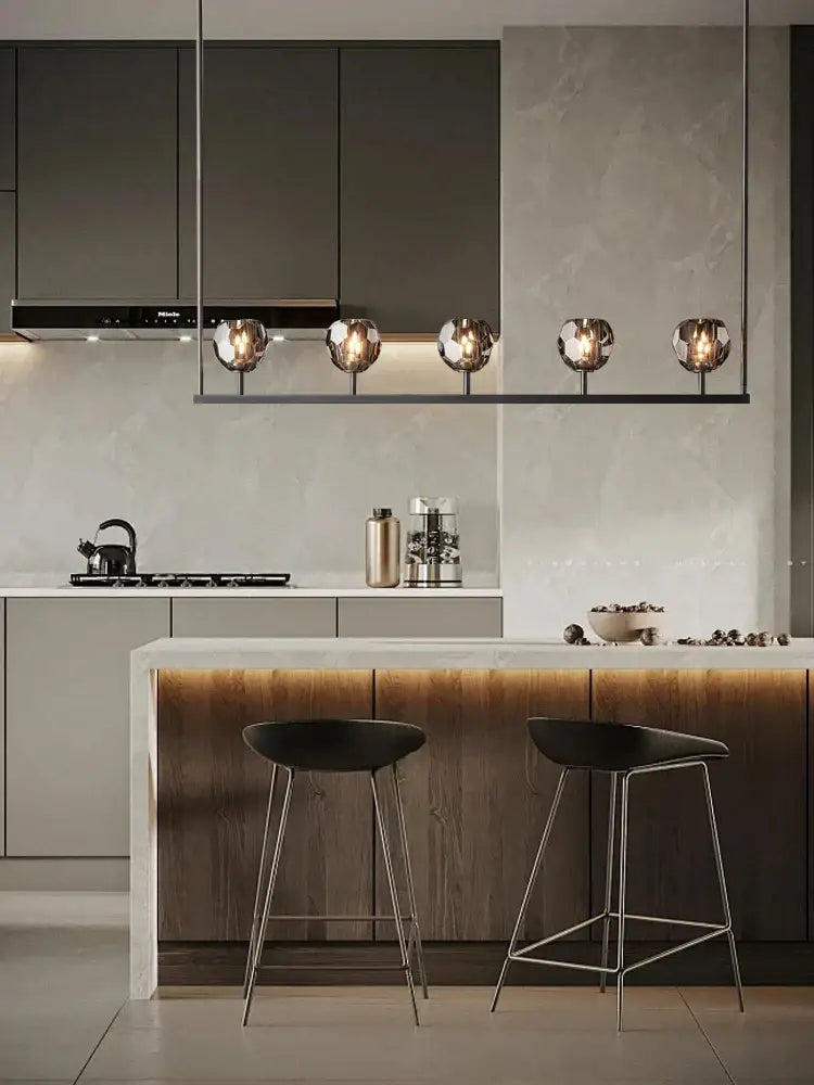 Modern gold linear crystal chandelier lights kitchen pendant