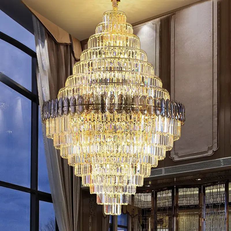 Decorbites crystal chandelier amber & clear stairwell lighting