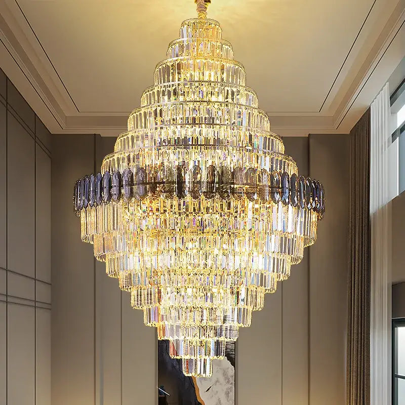 Decorbites crystal chandelier amber & clear stairwell lighting