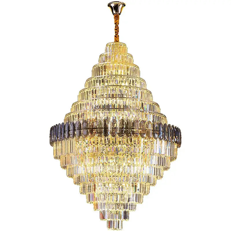 Decorbites crystal chandelier amber & clear stairwell lighting