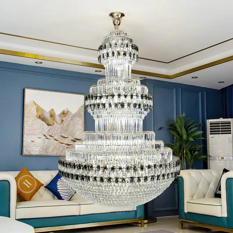 Luxury gold and clear black decorbites crystal chandelier living room