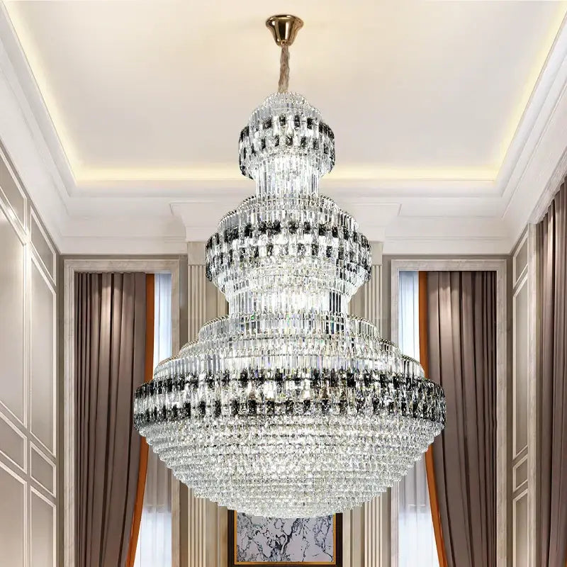 Luxury gold and clear black decorbites crystal chandelier living room