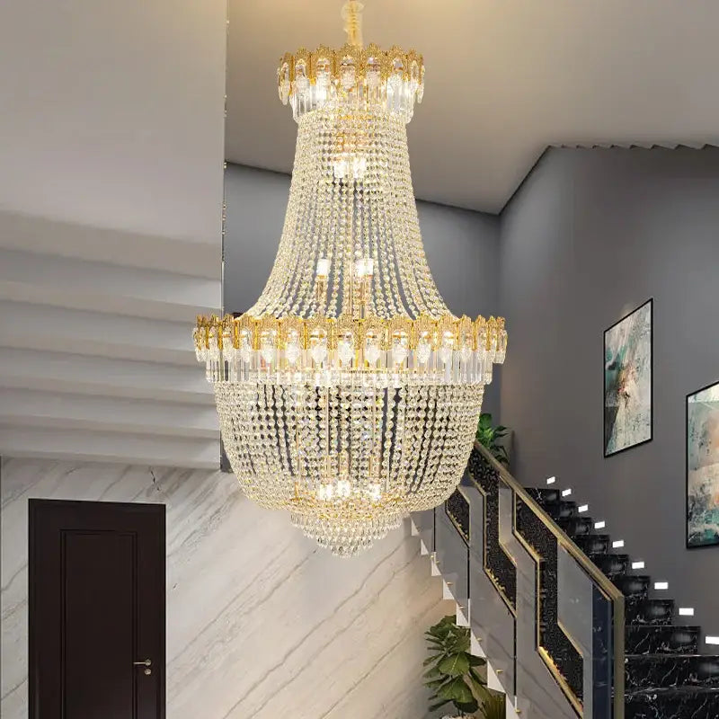 Luxury gold decorbites crystal chandelier for living room stairwell