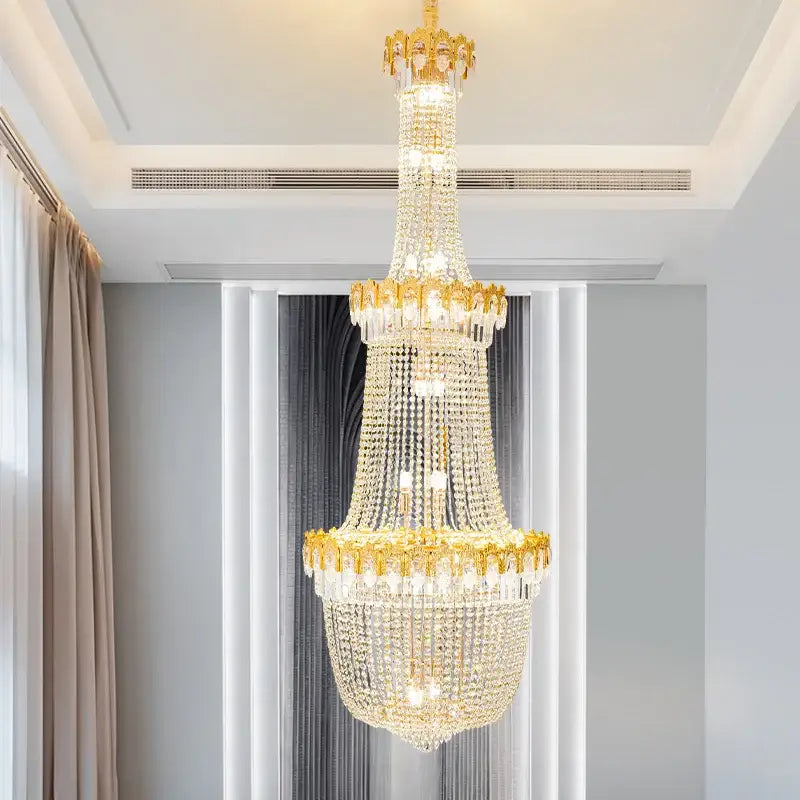 Luxury gold decorbites crystal chandelier for living room stairwell