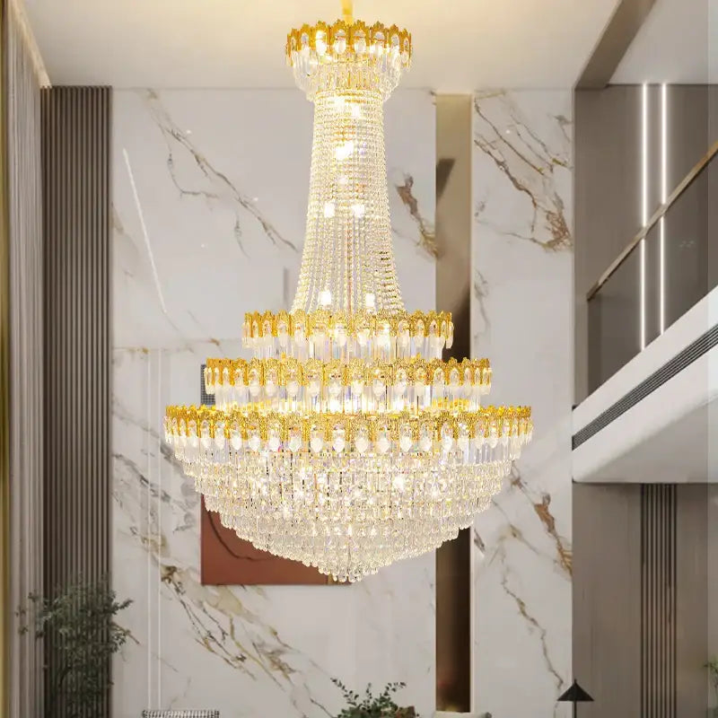 Decorbites crystal chandelier gold multi tiered living room light