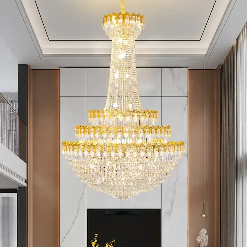 Decorbites crystal chandelier gold multi tiered living room light