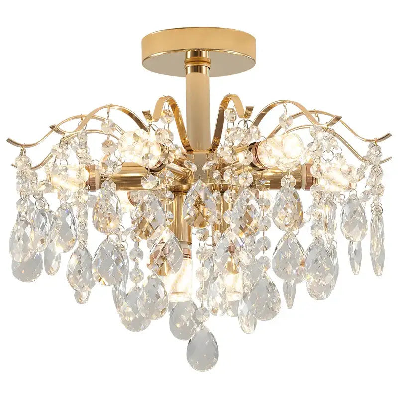 French retro gold decorbites crystal chandelier dining room light