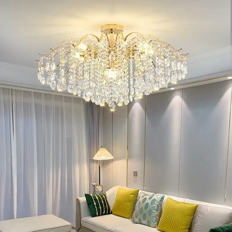 French retro gold decorbites crystal chandelier dining room light