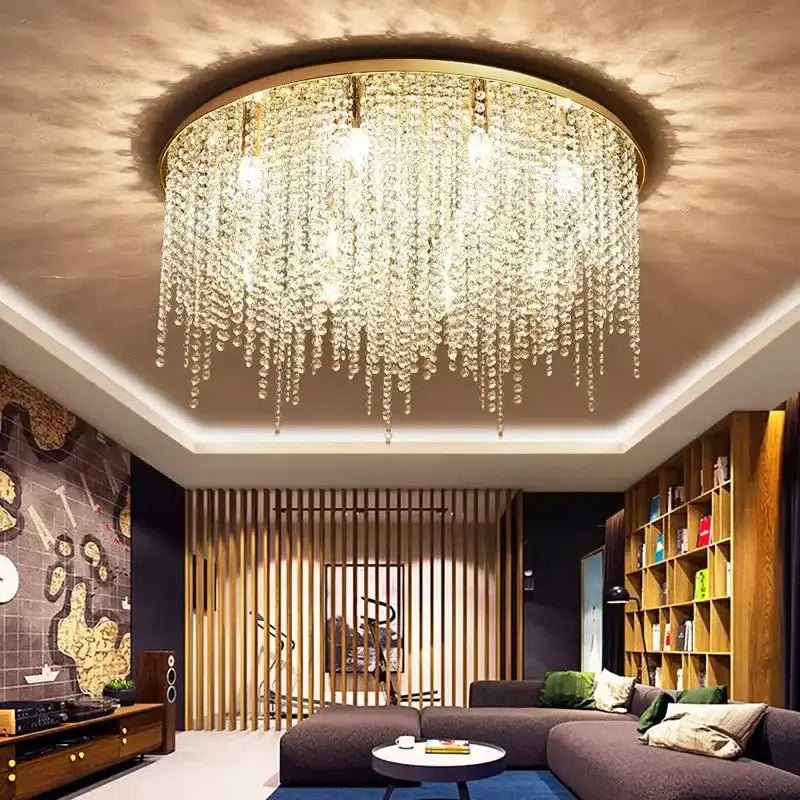 Luxury gold decorbites crystal chandelier for living room square led