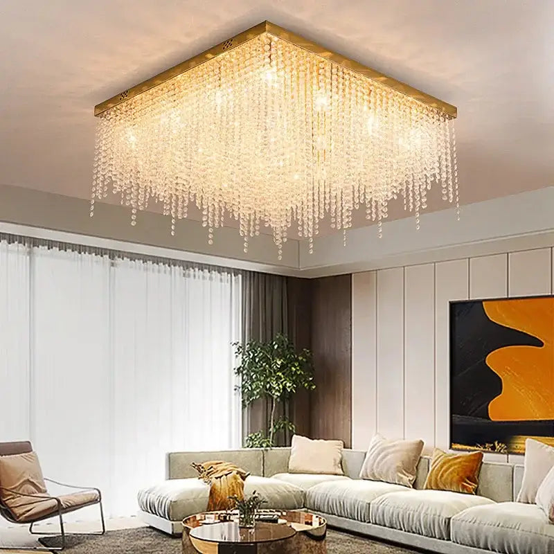 Luxury gold decorbites crystal chandelier for living room square led