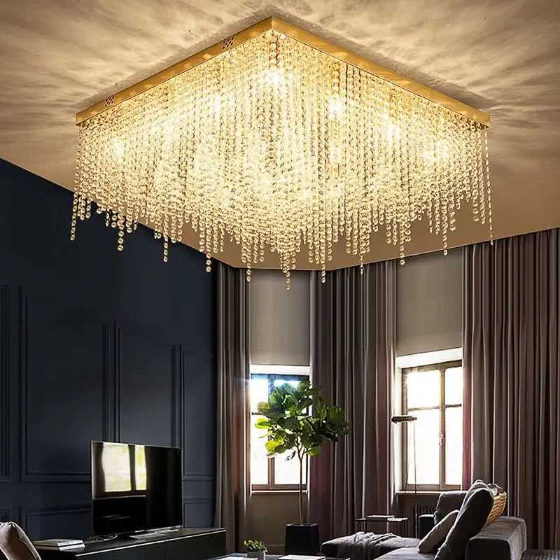 Luxury gold decorbites crystal chandelier for living room square led