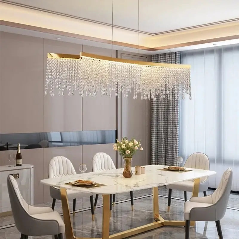 Decorbites crystal chandelier luxury gold tiered dining room light