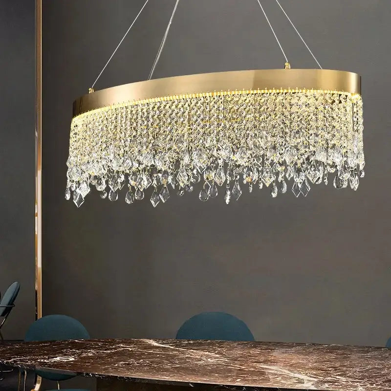 Decorbites crystal chandelier luxury gold tiered dining room light