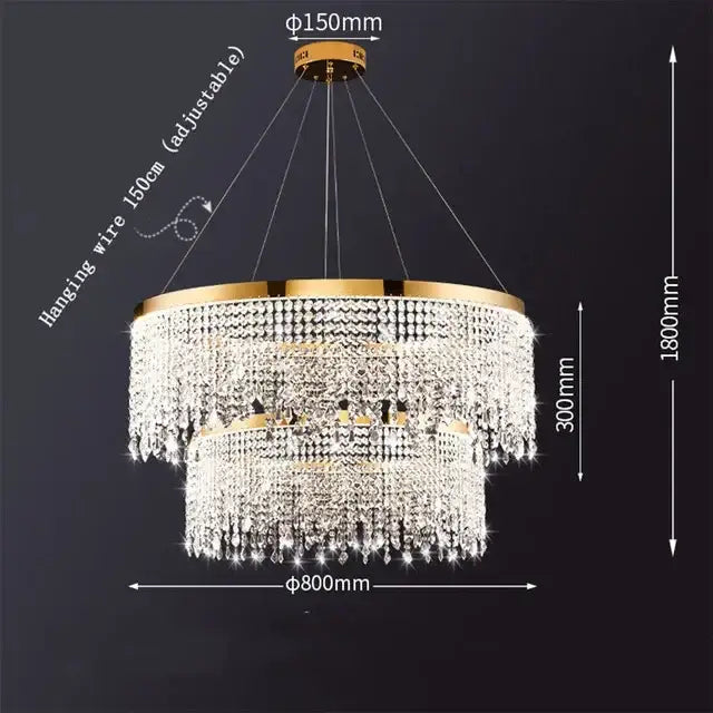 Decorbites crystal chandelier luxury gold tiered dining room light