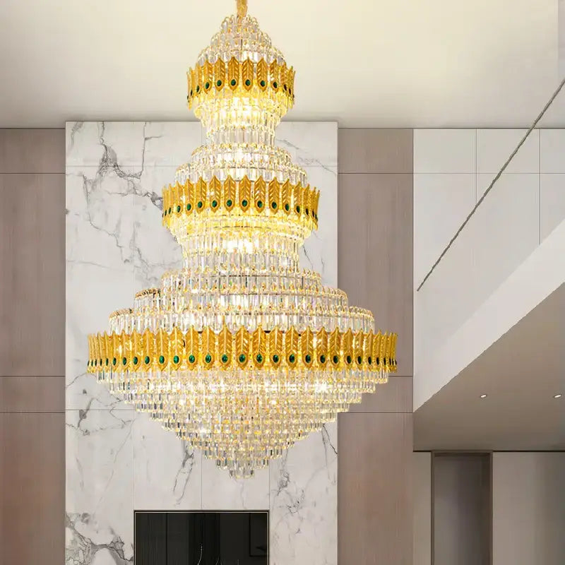 Luxury gold & emerald decorbites crystal chandelier living room light