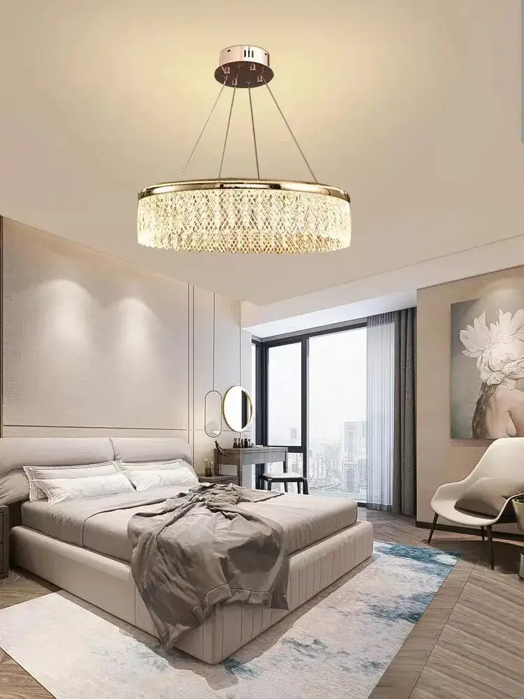 Decorbites crystal chandelier modern gold tiered light for living room