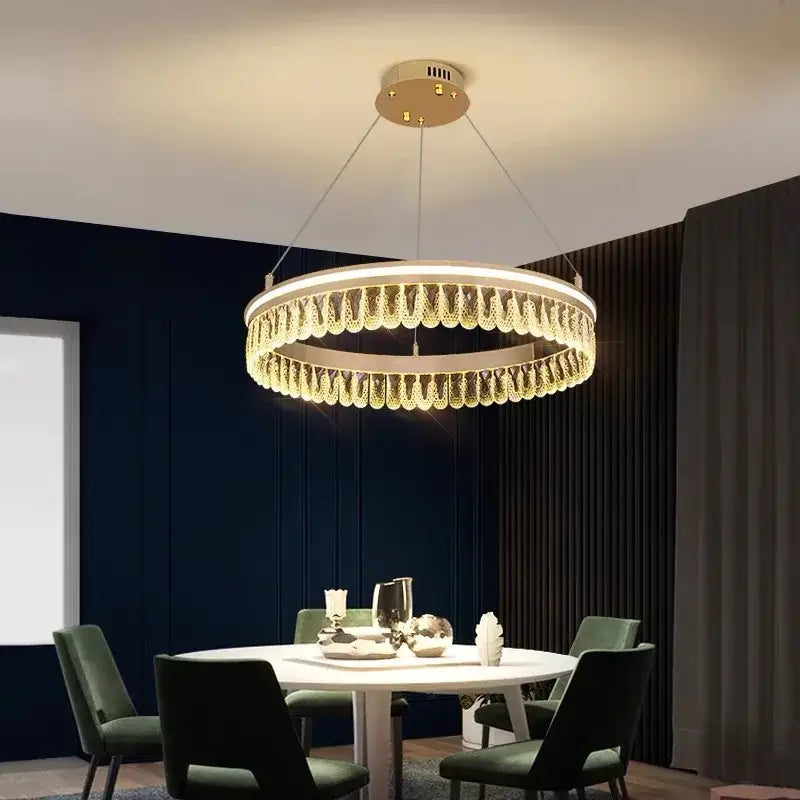 Decorbites crystal chandelier modern gold tiered light for living room