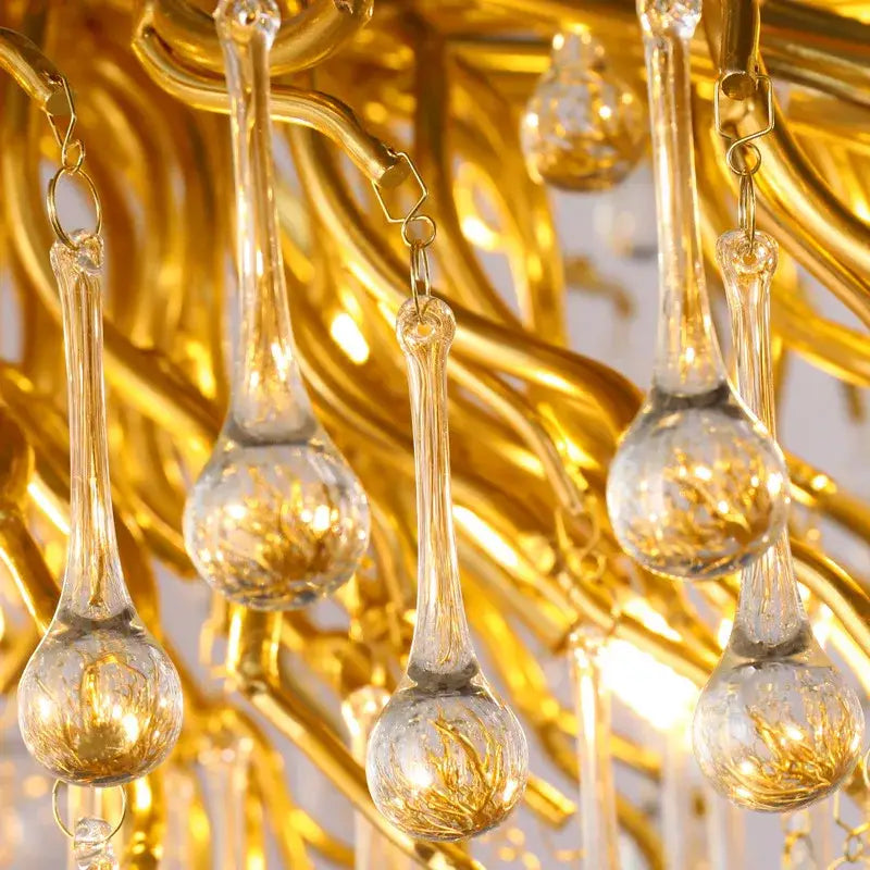 Luxury gold crystal chandelier living room branching droplet light