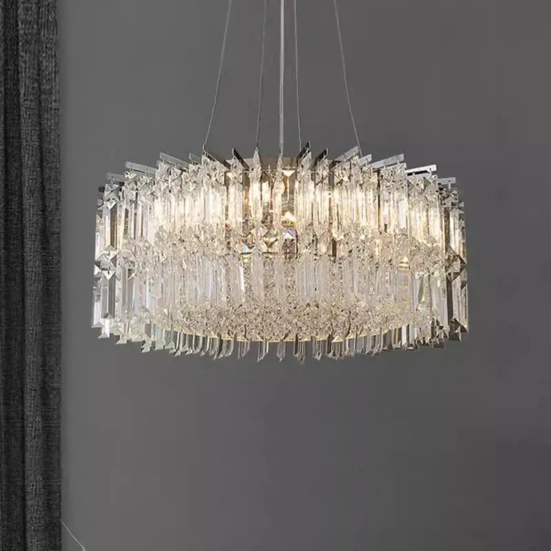 Modern tiered rectangular crystal chandelier living room pendant light