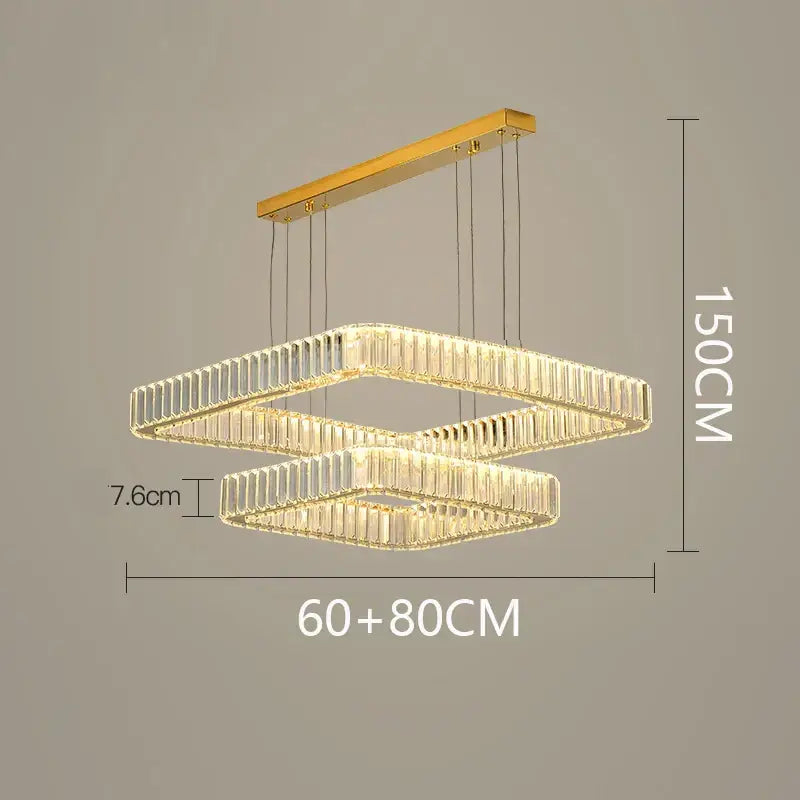 Modern gold rectangular decorbites crystal chandelier living room light