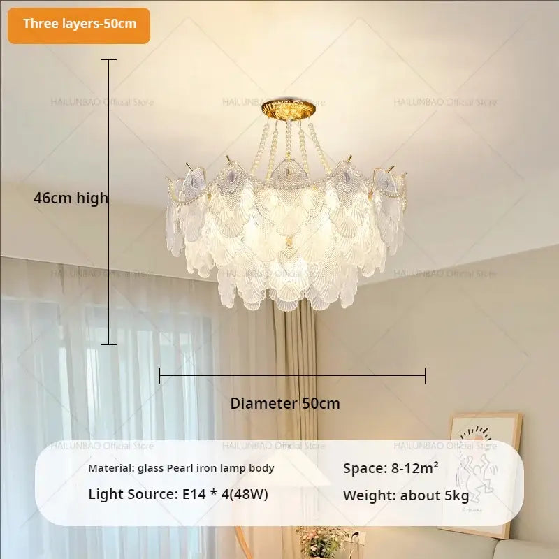 Elegant white and gold crystal chandelier living room light