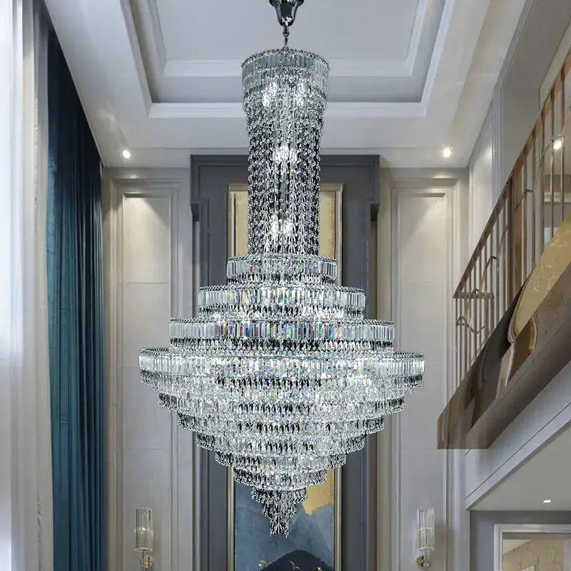 Modern luxury multi tiered crystal chandelier living room lighting