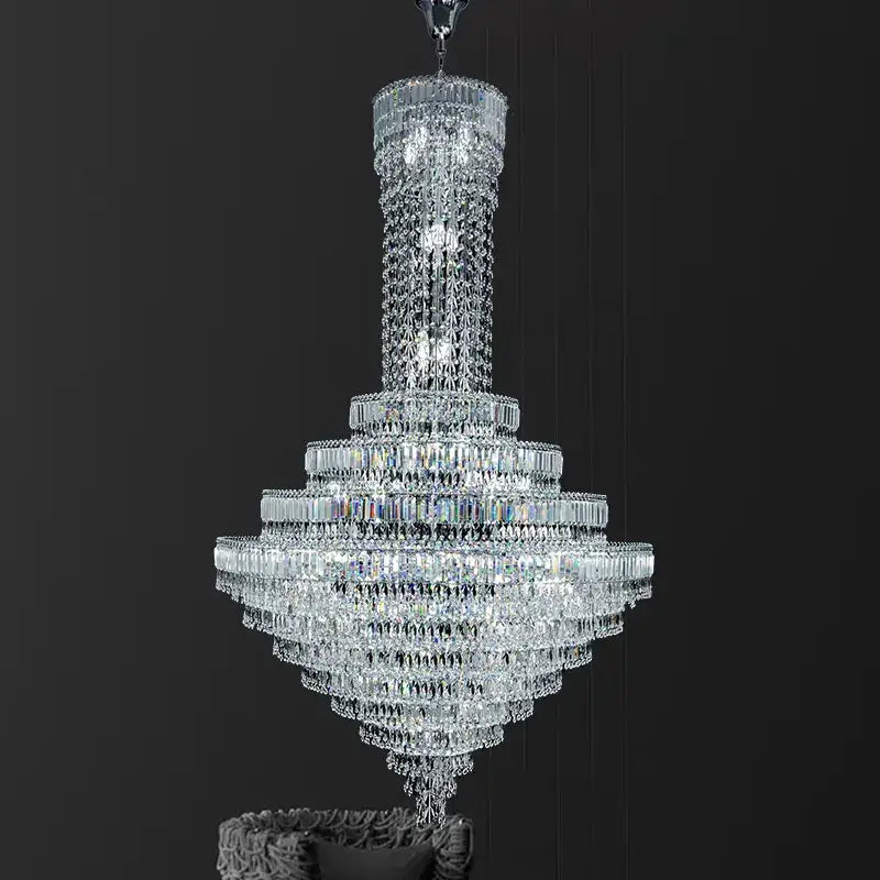 Modern luxury multi tiered crystal chandelier living room lighting