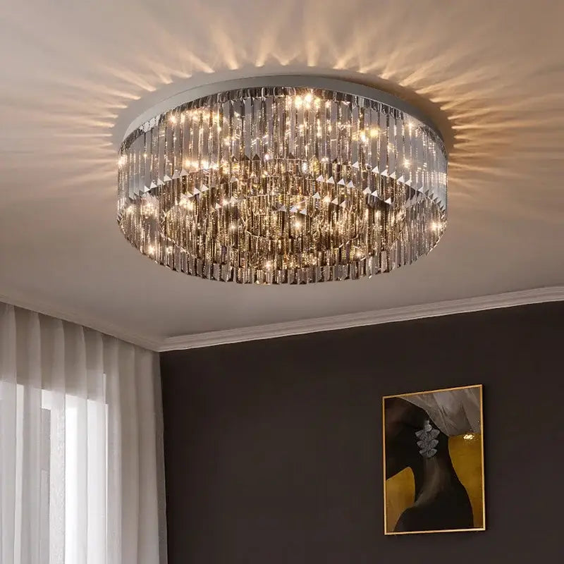Luxury tiered chrome decorbites crystal chandelier for living room