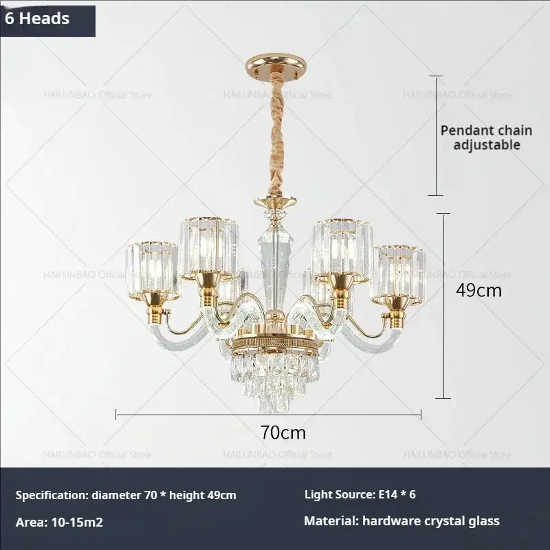 Decorbites crystal chandelier gold glass prism lamp for living room