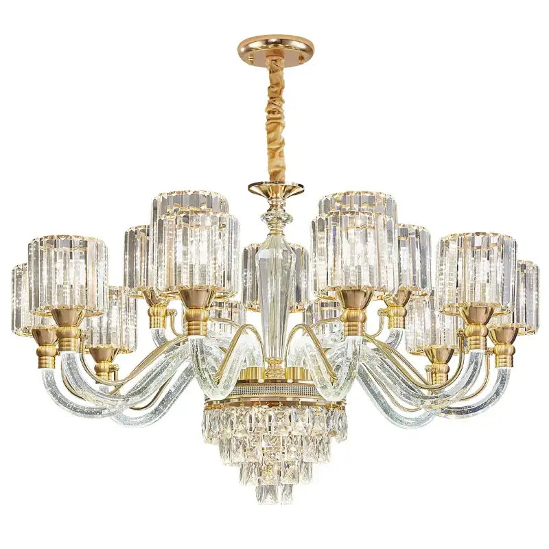 Decorbites crystal chandelier gold glass prism lamp for living room