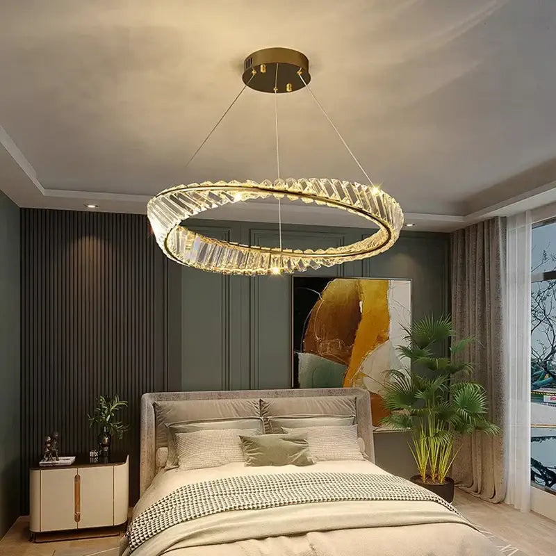 Golden spiral decorbites crystal chandelier for living room