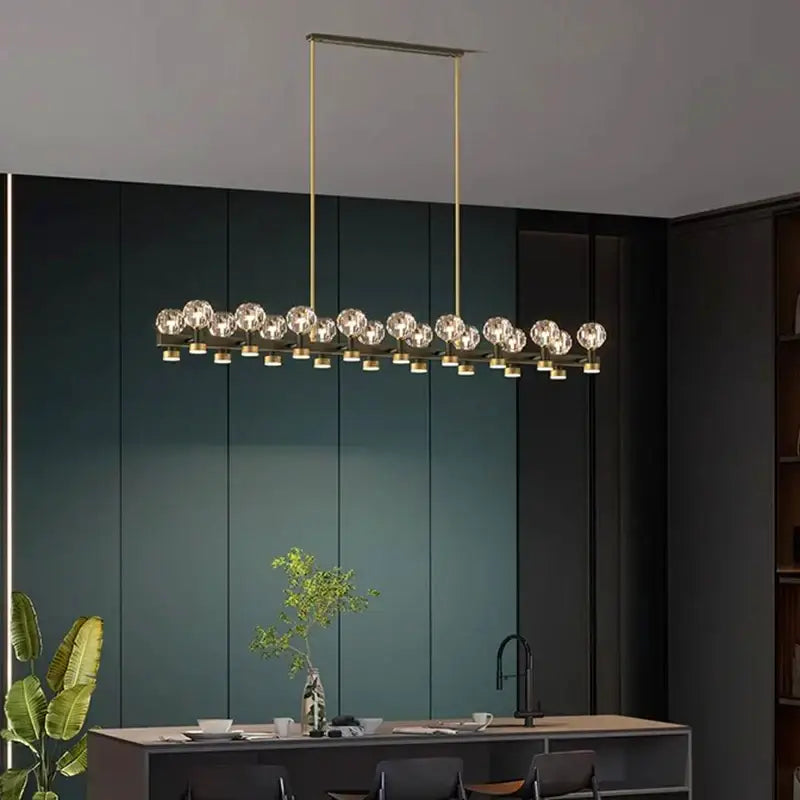 Decorbites crystal chandelier gold linear dining room globe light
