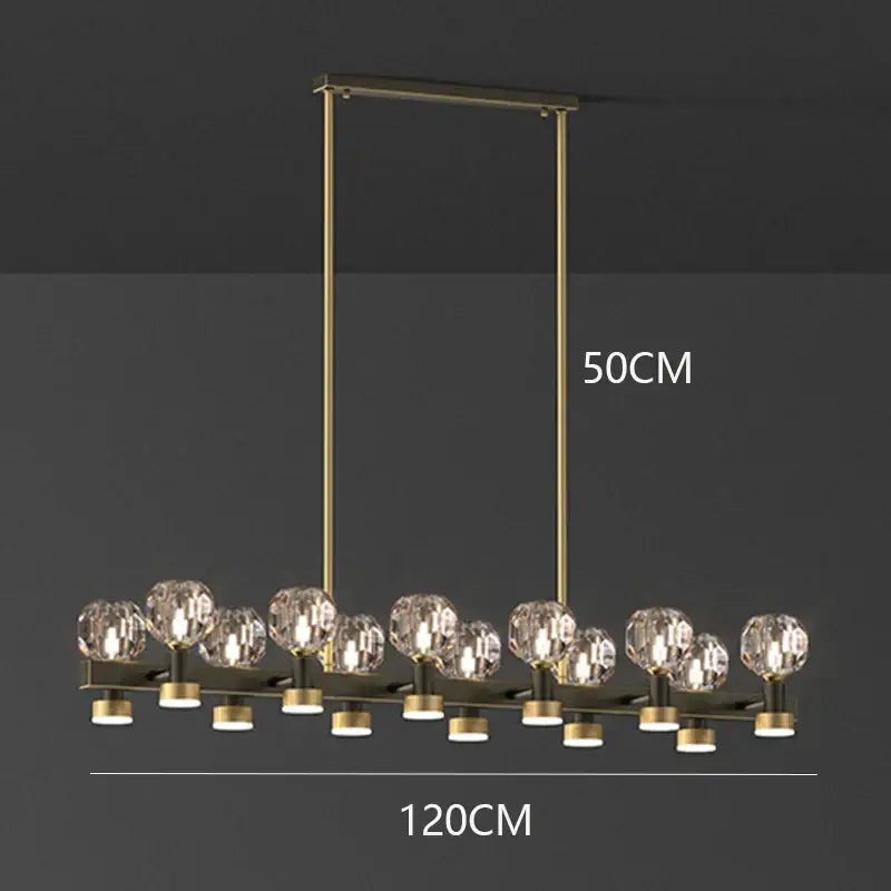Decorbites crystal chandelier gold linear dining room globe light