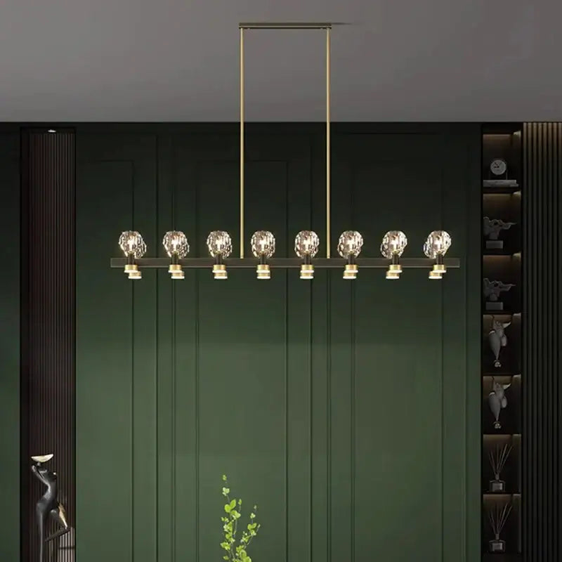 Decorbites crystal chandelier gold linear dining room globe light