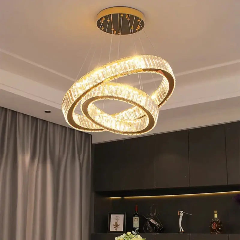 Golden spiral decorbites crystal chandelier living room pendant light