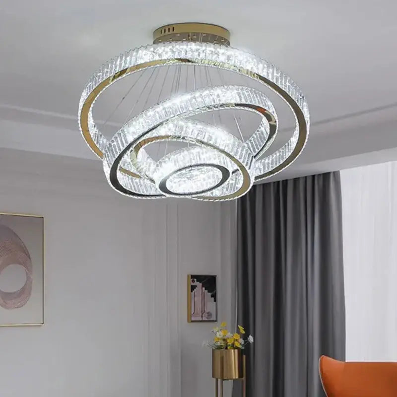 Golden spiral decorbites crystal chandelier living room pendant light