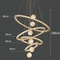Golden spiral ring decorbites crystal chandelier living room light