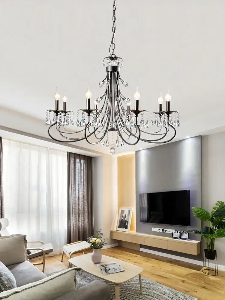 Modern black decorbites crystal chandelier living room pendant light